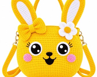 Baby Crochet Bunny Bag Pattern – Golden Yellow Design – Digital Download
