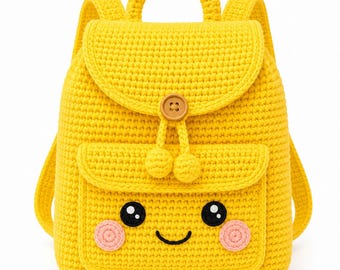Crochet Backpack Pattern: Yellow Face Design (Digital Download)