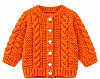 Baby Crochet Wear Pattern – Button Front Cardigan – 0–3 Years – PDF Download