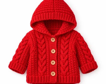 Crochet Baby Sweater Pattern – Hooded Cardigan PDF Tutorial (0–3 Years)