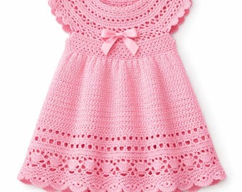 Crochet Baby Dress Pattern – Elegant Style, Ages 0-3 Years (Digital Download)
