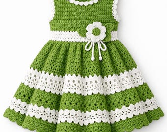 Crochet Baby Dress Pattern – Elegant Style, Ages 0-3 Years (Digital Download)