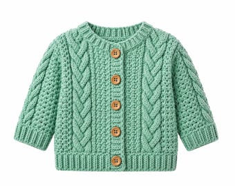 Crochet Baby Sweater Pattern – Baby Cardigan 0–3 Years (Digital Download)