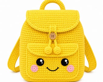 Crochet Baby Backpack Pattern: Yellow Character Design (Digital Download)
