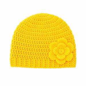 Crochet Beanie Pattern: Yellow Flower Hat (Digital Download) bild 1