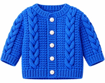 Crocheted Baby Sweater Pattern – Baby Cardigan 0–3 Years (Digital Download)