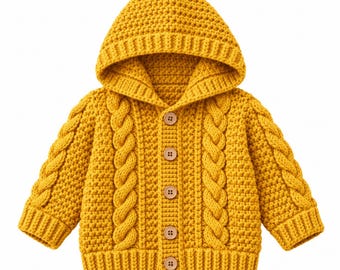 Baby Crochet Hooded Cardigan Pattern – Modern Babywear – 0–3 Years – Digital PDF