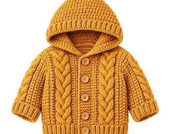 Baby Crochet Hooded Cardigan Pattern – 0–3 Years – PDF Download