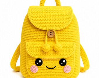 Crochet Backpack Pattern: Yellow Face Design (Digital Download)