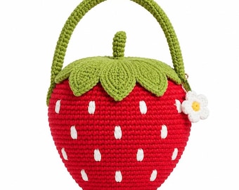 Crocheted Strawberry Bag: Handmade Fruit Purse (Digital Download)