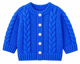 Crocheted Baby Sweater Pattern – Baby Cardigan 0–3 Years (Digital Download)
