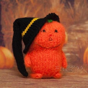 Cheerful Mr. Grinny McSquash Knitted Pumpkin Wizard — Master Class Digital Download Tutorial — Includes Pumpkin Doll, Pointed Wizard Hat