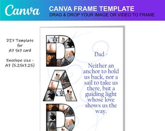 DIY Greeting Card for Dad Gift Idea For Dad Father's Day Gift Printable Photo Collage Template Canva Design Editable Download Digital File
