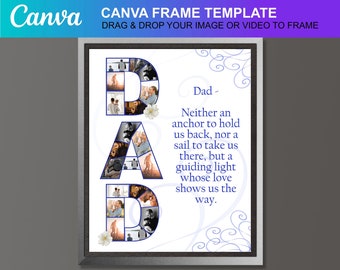 DAD Photo Collage Template Picture Collage Personalized Dad and Son Gift for Father's Day Printable Photo Gift for Dad from Son