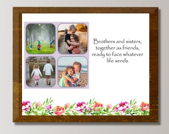 Gift for Brother and Sister Photo Collage Siblings Printable Family Photo Canva Frame Template Canva Design Editable Download Digital File