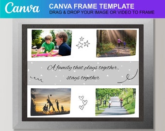 Family that Plays Together Custom Printable Family Photo Sibling Canva Frame Template Editable Download Digital File