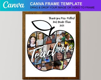 Personalized Apple Teacher Photo Collage Teacher Gift From Class Template  End of Year Editable Teacher Appreciation Gift Printable