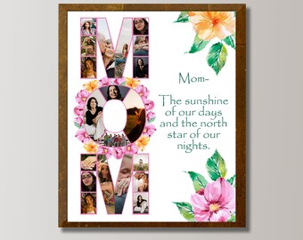 Custom Mom Birthday Mother's Day Photo Collage Editable Template Mom gift from Kids Personalized Happy Birthday Gift