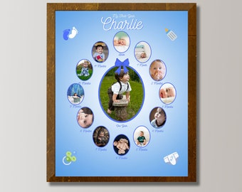 1 Year Old Baby Boy Gift First Year 1st Birthday Expecting Mom Gift Template Photo Collage Printable Editable Year In Pictures Canva Design