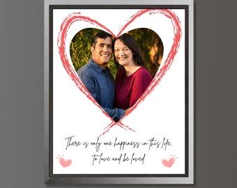 There is Only One Happiness Valentine Wedding Gift Newlywed photo collage Gift for Couples Canva Template Editable Download Digital File