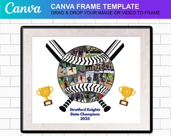 Softball Team Baseball Poster Template Sport Gift for Athlete Coach Printable Canva Editable End of Season Year