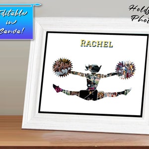 Cheer Jump Split Drill Team Gift Dance Photo Collage Canva Frame Sport Poster Printable Template Canva Editable Download Digital File image 5