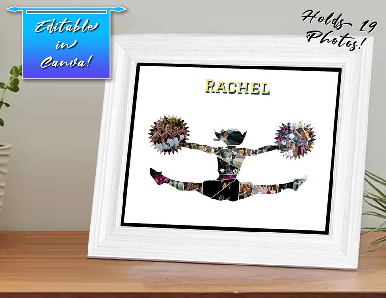 Cheer Jump Split Drill Team Gift Dance Photo Collage Canva Frame Sport Poster Printable Template Canva Editable Download Digital File image 5
