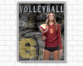 Volleyball Poster Template Sport Gift for Athlete Printable Canva Editable Download Digital File