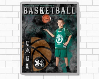 Basketball Poster Template Sport Gift for Athlete Printable Canva Editable Download Digital File