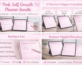 Pink Self Growth Planner Bundle | Daily, Monthly Reflection (Digital Download)