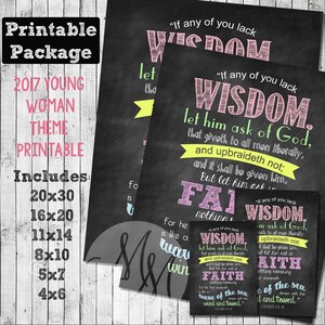 2017 Mutual Theme Poster. If any of you lack wisdom. Colored Chalk. Digital. Young Woman Printable Package