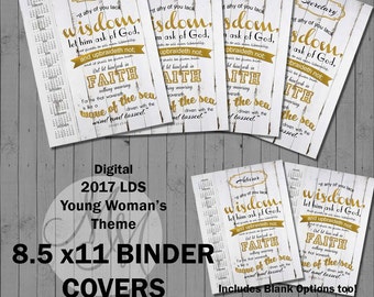 2017 Young Women Binder Covers. If any of you lack wisdom. Gold Leaf. Digital. Value Colors. Printable