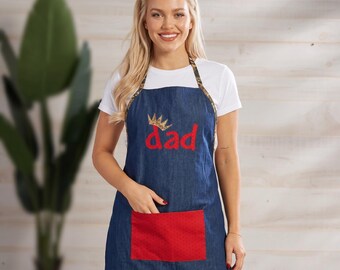 Personalized Dad Apron Sewing Pattern PDF, Denim BBQ Bib Apron Pattern, Father’s Day Gift Apron, Men’s Kitchen Chef Apron instant download
