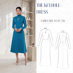 Keyhole Neck Dress - Etsy Keyhole Neck Dress - Etsy