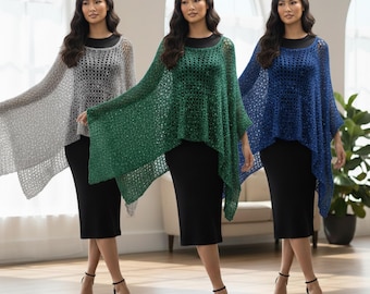 Best Crochet Poncho Pattern PDF | Easy Lace Poncho | Kaftan Style Crochet Wrap for Summer Modern Mesh Crochet Pattern | Instant Download PDF