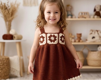 Das beste Häkelmuster für ein Gänseblümchenkleid für Kleinkinder (18 Monate – 3 Jahre) – Sofortiger PDF-Download | Vintage-Blumenkleid für Mädchen | Häkelanleitung