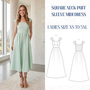 knee length dresses for ladies Ditsy Daisies Milkmaid Midi Dress Kelly Green / Xs