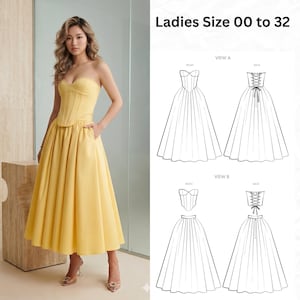 fitted bustier flared skirt dress You Already Know Blue Cotton Bustier Bodice Strapless Midi Dress main image 1