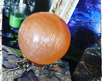 Orange Selenite Crystal Ball | Creativity, Divination, Scrying