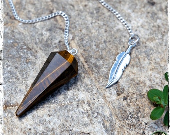 Tiger's Eye Crystal Pendulum | Protection, Strength