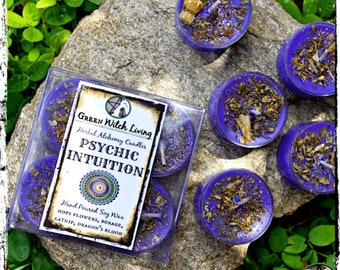 Psychic Intuition Tealight Candles, Set of 4 | Herbal Alchemy Spell Candles