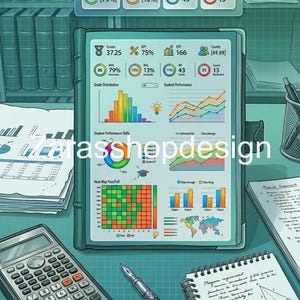 Plantillas para el análisis de calificaciones de exámenes y gráficos de desempeño docente