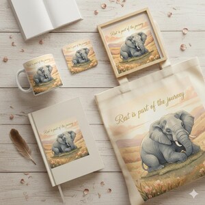 Impression d'art éléphant, poster animal zen, décoration de chambre d'enfant sereine