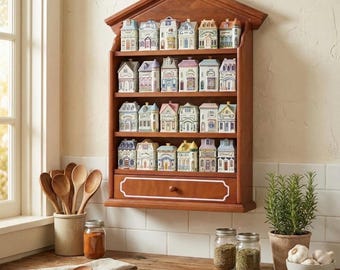 Estante de madera Lenox inspirado en Spice Village. Nuevo en caja. Marrón.