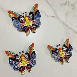 Set of 3 Talavera Ceramic Butterflies – Mexican Handcrafted Art-WHOLESALE TOO!!