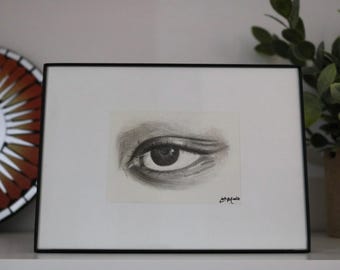 ACEO Original Art - Eye Love Charcoal 3 by Leah Mundle - 2.5x3.5 ATC