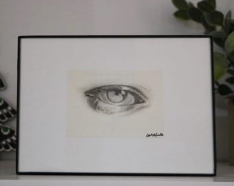 ACEO Original Art - Eye Love Charcoal 1 by Leah Mundle - 2.5x3.5 ATC