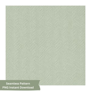 Könnte beinhalten: Ein nahtloses digitales Muster mit einem hellen salbeigrünen Fischgrätenmuster. Die Textur zeigt ein sich wiederholendes V-förmiges Chevron-Motiv über die gesamte Fläche. Das Bild enthält ein Etikett mit dem Text Seamless Pattern PNG Instant Download.