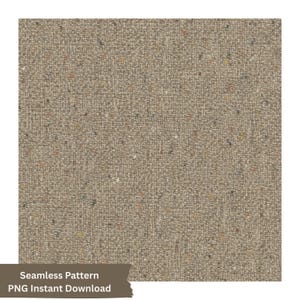 May include: A seamless digital pattern featuring a textured beige fabric background with small, scattered flecks of blue, orange, and white throughout. The image includes a brown overlay at the bottom with the text Seamless Pattern PNG Instant Download.