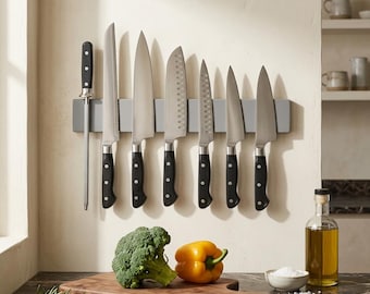 Stainless Steel Magnetic Knife Holder Bar – Wall Mounted Kitchen Organization Rack
